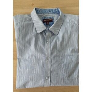 Johnston & Murphy Mens XXL Blue Geometric Micro Print Long Sleeve Button Shirt